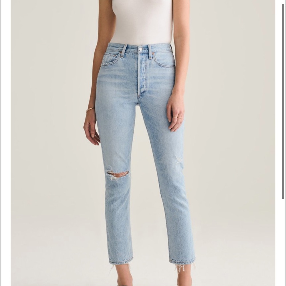 NWT Agolde Ripped High Waist Crop Straight Leg Jeans